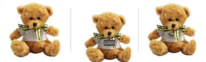 16cm Teddy Bear Plush Toy With T-Shirt And Checkered Ribbon