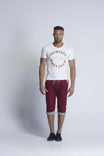 Load image into Gallery viewer, Yz-Guy Crew Neck T-Shirt with Short Sleeves - Pearl White with Stitched Patchwork - Men T-Shirts - yz-buyer.myshopify.com