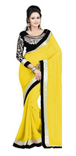 Load image into Gallery viewer, Cotton Yellow Georgette Saree