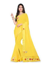 Load image into Gallery viewer, Cotton Yellow Georgette Saree